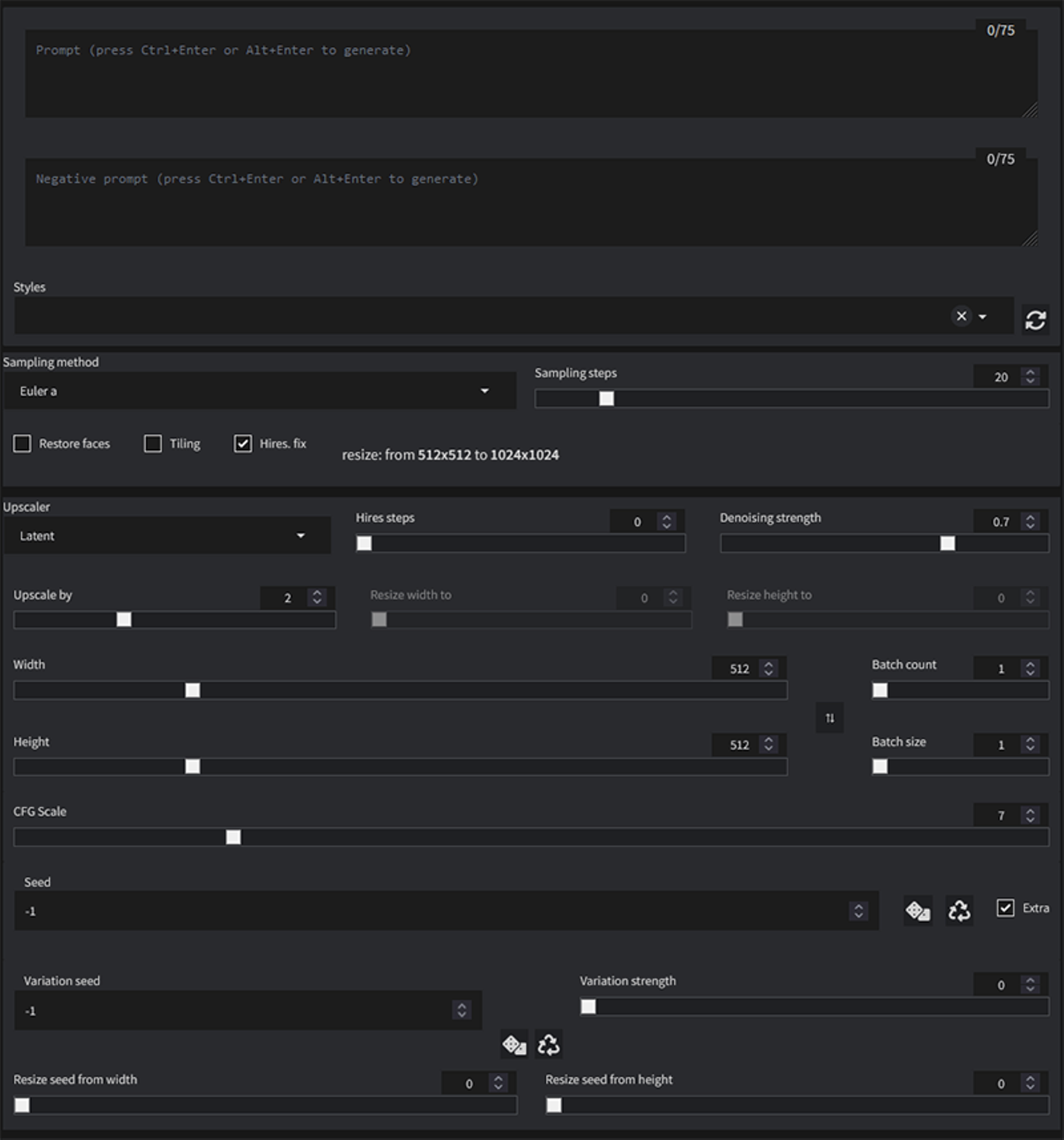 Screenshot of a web UI with many sliders and input boxes